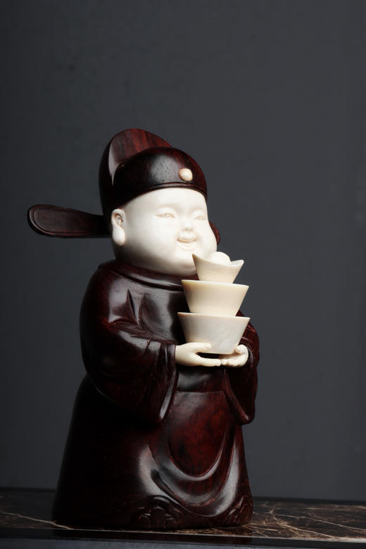 小财神°摆件小叶紫檀+猛犸牙 商品图1