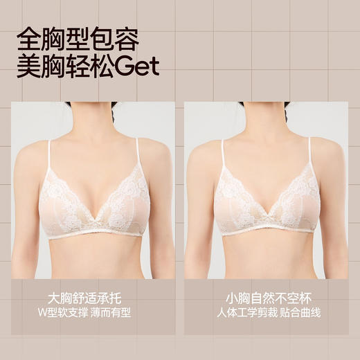 好奇蜜斯细肩带内衣女法式蕾丝三角杯无钢圈小胸文胸罩套装26夏薄-桑妮 商品图4