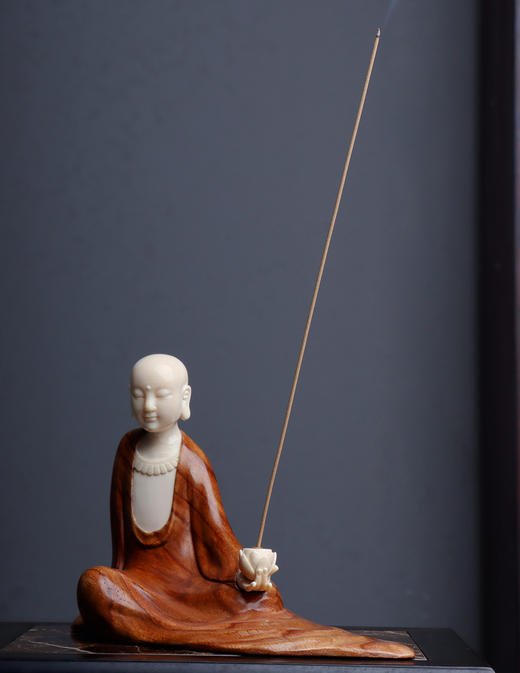 禅意佛花梨镶嵌猛犸香插 商品图3