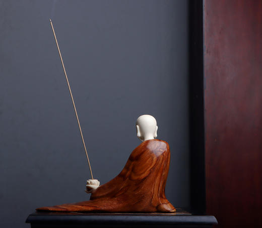 禅意佛花梨镶嵌猛犸香插 商品图4