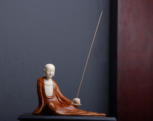 禅意佛花梨镶嵌猛犸香插 商品图0