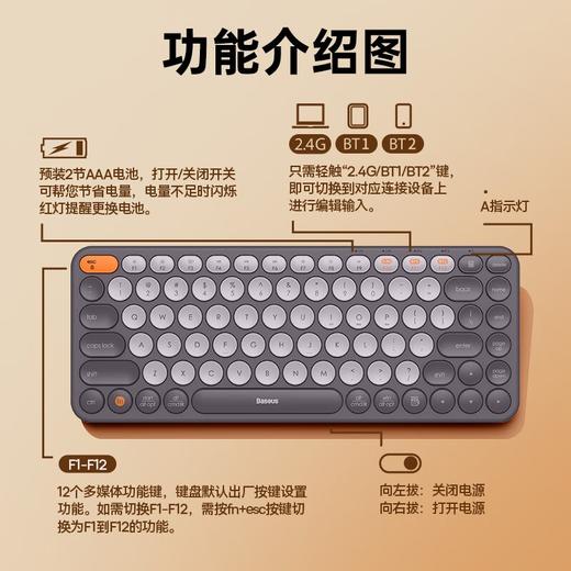 Baseus/倍思 创作者三模超薄商务无线静音键盘 K01A 商品图6