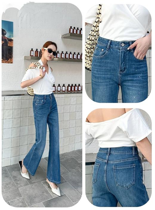 女装26春夏新品牛仔带闪喇叭裤2235-M8823 商品图2