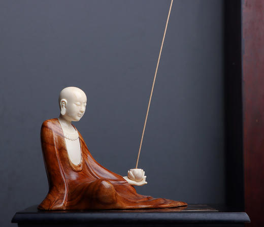 禅意佛花梨镶嵌猛犸香插 商品图2