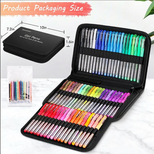 【亚马逊热卖10000+】美国 Soucolor 60支彩色中性笔套装 带60字替换芯 做手账做笔记 专用速干 商品图5