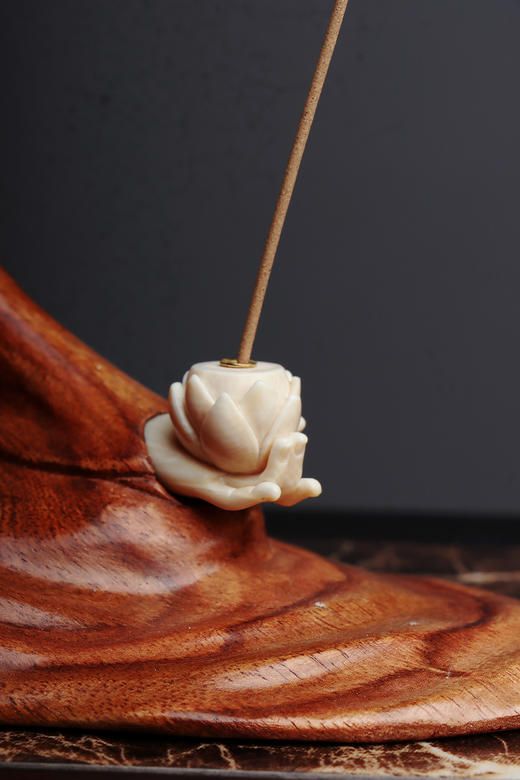 禅意佛花梨镶嵌猛犸香插 商品图7