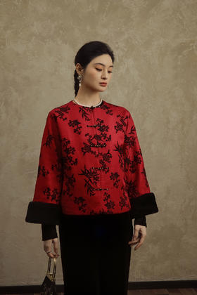 盛唐婧 | 轻奢时尚新中式提花绒羊毛袖口对襟外套