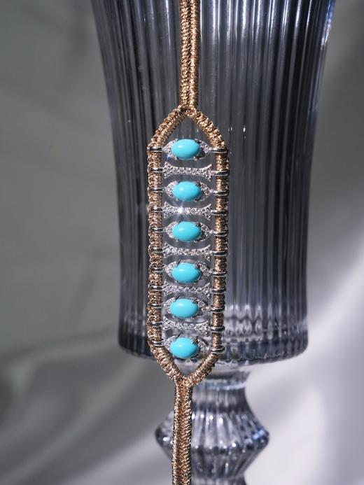 北京仓｜Van Den Abeele-Teresina-金属光泽 编织 纤维 莫桑钻 绿松石 手链［法国设计师］ 商品图3