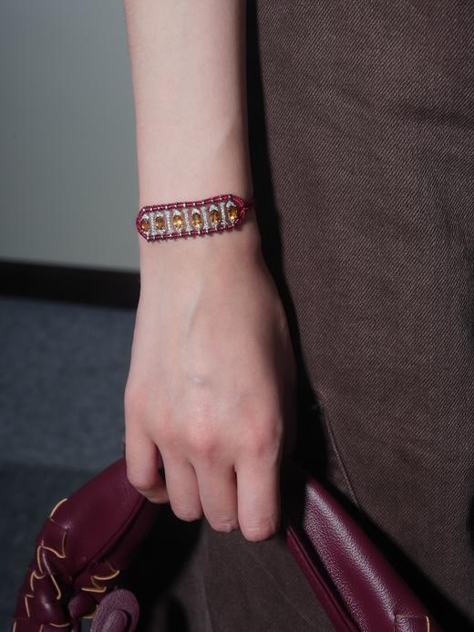 北京仓｜Van Den Abeele-Teresina-金属光泽 编织 纤维 莫桑钻 黄水晶 手链［法国设计师］ 商品图0