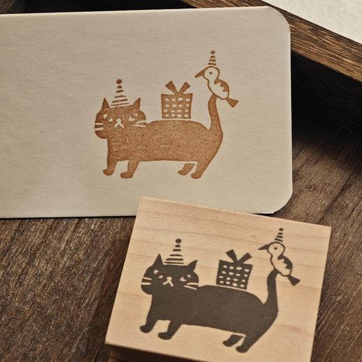 日本 Hankodori 原创印章 文具 花卉 猫咪 商品图3