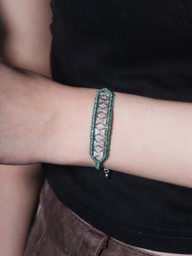 订购12周到｜Van Den Abeele-Buzios-布齐奥斯祖母绿色 编织 纤维 莫桑钻 手链［法国设计师］