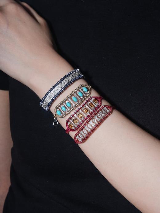 北京仓｜Van Den Abeele-Teresina-金属光泽 编织 纤维 莫桑钻 绿松石 手链［法国设计师］ 商品图6