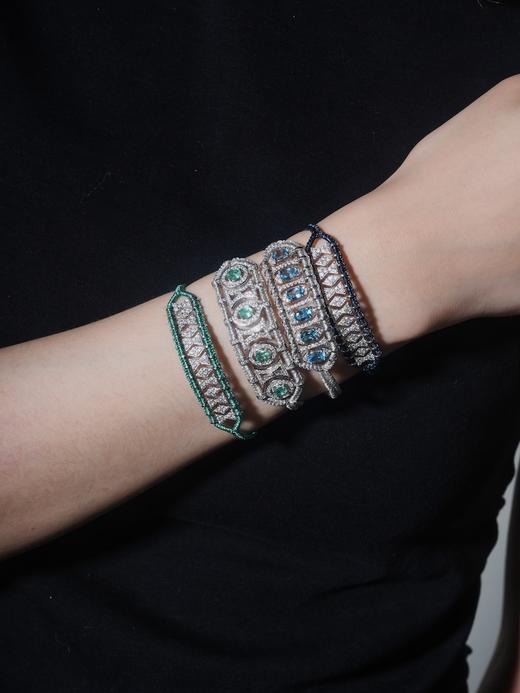 订购12周到｜Van Den Abeele-Buzios-布齐奥斯祖母绿色 编织 纤维 莫桑钻 手链［法国设计师］ 商品图6