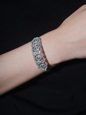 北京仓｜Van Den Abeele-Olinda-金属光泽 编织 纤维 祖母绿 莫桑钻 手链［法国设计师］