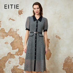EITIE爱特爱法式优雅气质时尚通勤收腰连衣裙春季新款8107838
