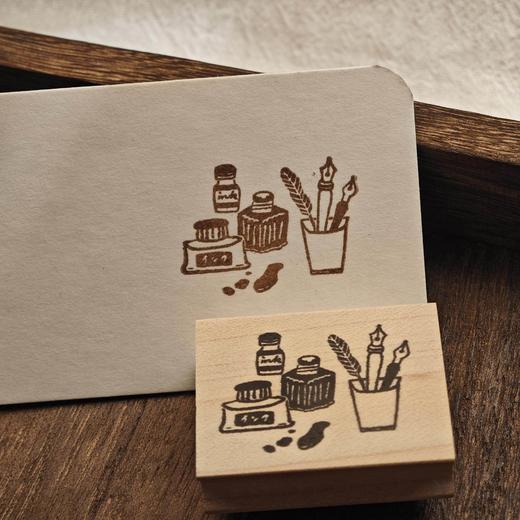 日本 Hankodori 原创印章 文具 花卉 猫咪 商品图0