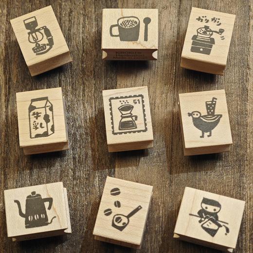 日本 Hankodori 原创印章 咖啡壶 咖啡豆 牛乳 商品图0