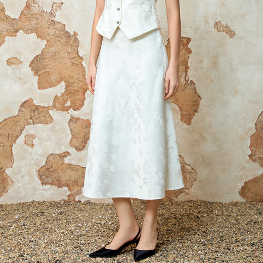 EITIE爱特爱气质高腰垂坠显瘦优雅暗纹长裙半身裙春季新款8106807 商品图2