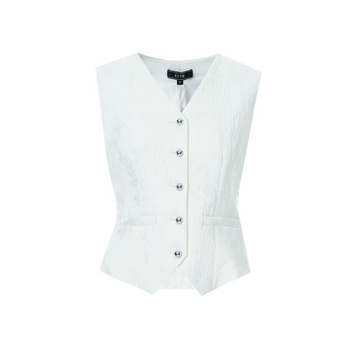 EITIE爱特爱时尚通勤收腰V领显瘦暗纹无袖上衣马甲春季新款8113812 商品图5