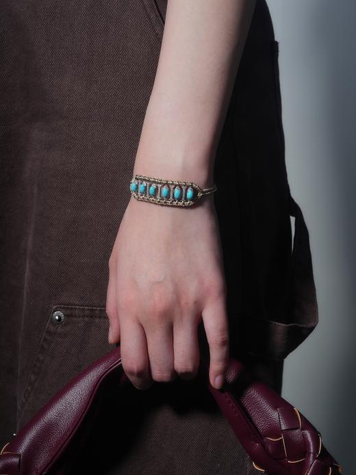 北京仓｜Van Den Abeele-Teresina-金属光泽 编织 纤维 莫桑钻 绿松石 手链［法国设计师］ 商品图0