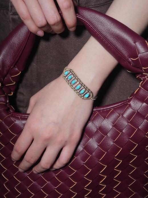 北京仓｜Van Den Abeele-Teresina-金属光泽 编织 纤维 莫桑钻 绿松石 手链［法国设计师］ 商品图5