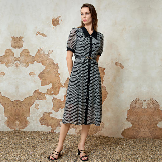 EITIE爱特爱法式优雅气质时尚通勤收腰连衣裙春季新款8107838 商品图3