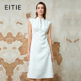 EITIE爱特爱气质新中式立领暗纹收腰显瘦连衣裙春季新款8107828