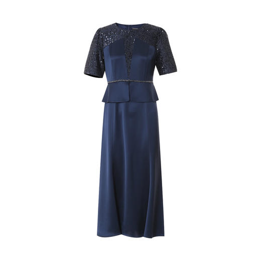 EITIE爱特爱气质圆领修身亮片复古礼服连衣裙春新款8177813 商品图10