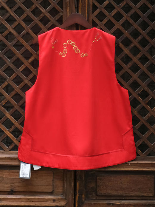 盛唐牡丹大师系列-卢梅红 | 瑞意云间真丝手绣马甲-红色 商品图9