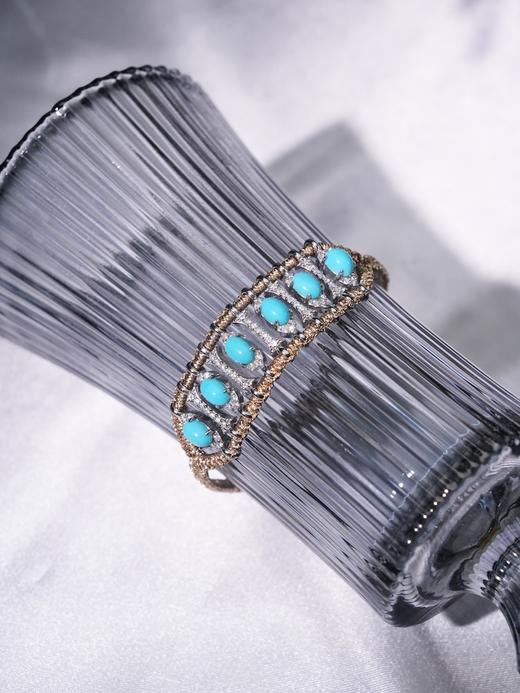 北京仓｜Van Den Abeele-Teresina-金属光泽 编织 纤维 莫桑钻 绿松石 手链［法国设计师］ 商品图1