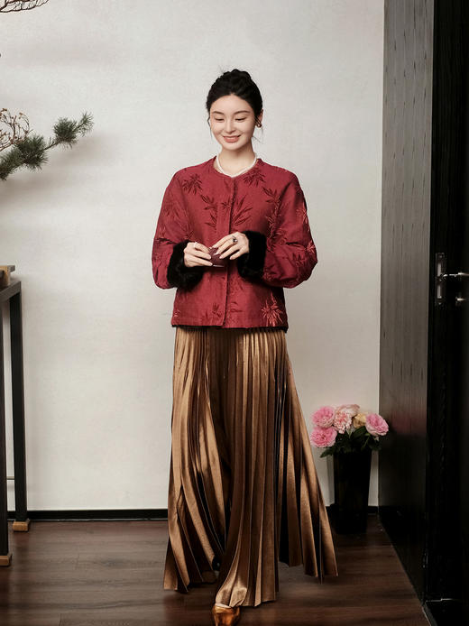 盛唐牡丹 | 水貂拼漳绒双面穿外套 商品图1