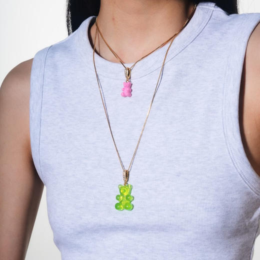 北京仓｜CRYSTAL HAZE-Mega Nostalgia Bear-pave-绿色小熊 吊坠（金色环扣）［挪威设计师］ 商品图2