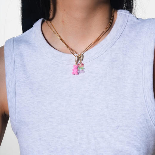订购4周到｜CRYSTAL HAZE-Nostalgia Bear-pave-糖果粉色小熊 吊坠（金色环扣）［挪威设计师］ 商品图6