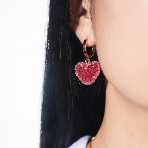 北京仓｜CRYSTAL HAZE-Jelly Heart Hoops-胭脂红色爱心 耳环［挪威设计师］ 商品图5