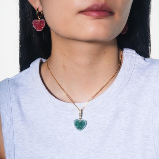 北京仓｜CRYSTAL HAZE-Jelly Heart-pave-绿色心形 吊坠［挪威设计师］ 商品图1