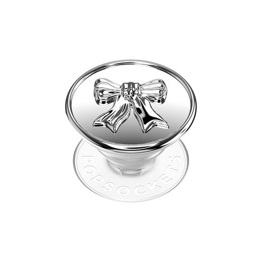 【芭蕾舞房】蝴蝶结浮雕 POPGRIP泡泡骚手机粘贴式气囊支架 Enamel金属珐琅系列 银色 商品图0