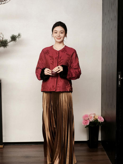 盛唐牡丹 | 水貂拼漳绒双面穿外套 商品图0