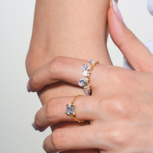 北京仓｜Crystal haze-Eterna-小方块 金色 锆石 戒指［挪威设计师］ 商品图5