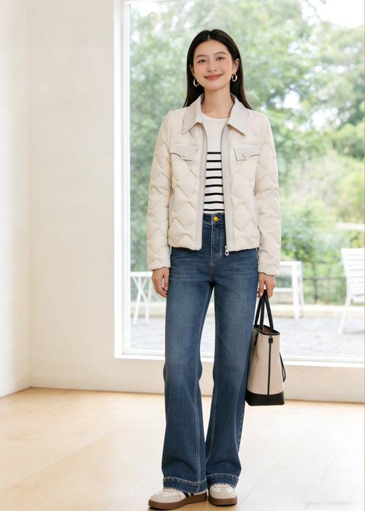 现货 臣禾	【香草白鹅绒服】翻领短款【90白鹅绒】拼接羽绒服	JZ254070575 商品图1