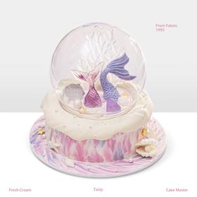 【粉霞星海·水晶球】朦胧晚霞融入海面 透明穹顶之下 两条鱼儿追逐海底幻影