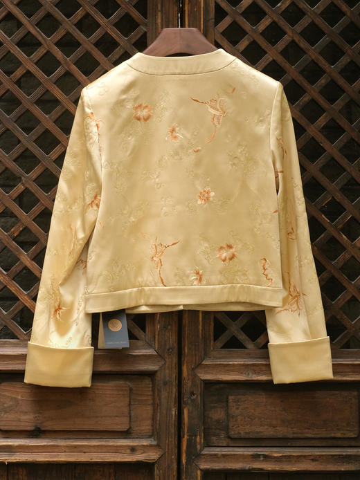 盛唐牡丹 | 松花黄色重缎真丝外套 商品图8