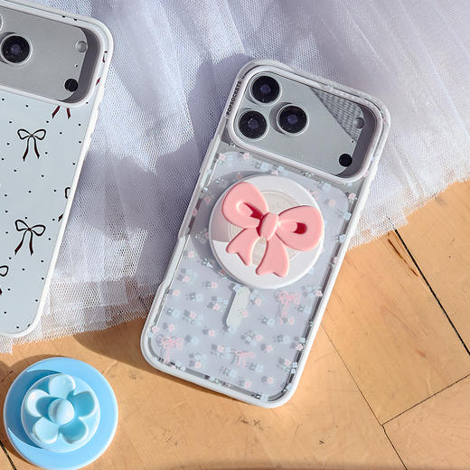 【芭蕾舞房】精巧蝴蝶结 · 透粉 POPGRIP泡泡骚手机粘贴式气囊支架 Popout异形系列 粉色 商品图1