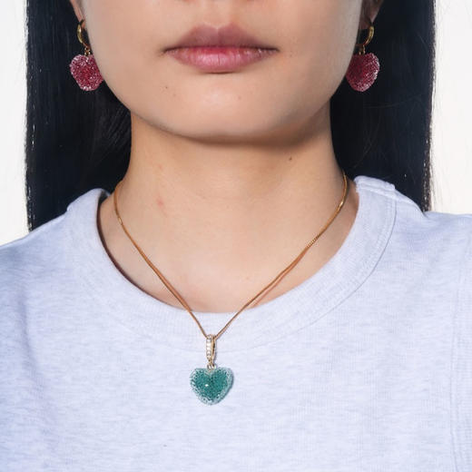 北京仓｜CRYSTAL HAZE-Jelly Heart-pave-绿色心形 吊坠［挪威设计师］ 商品图3