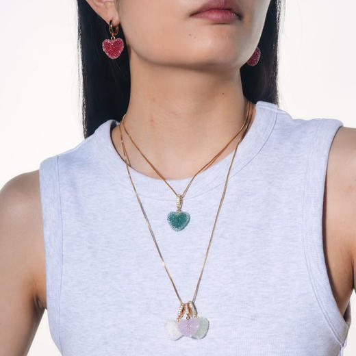 北京仓｜CRYSTAL HAZE-Jelly Heart-pave-绿色心形 吊坠［挪威设计师］ 商品图4