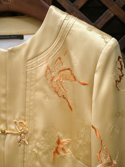 盛唐牡丹 | 松花黄色重缎真丝外套 商品图7