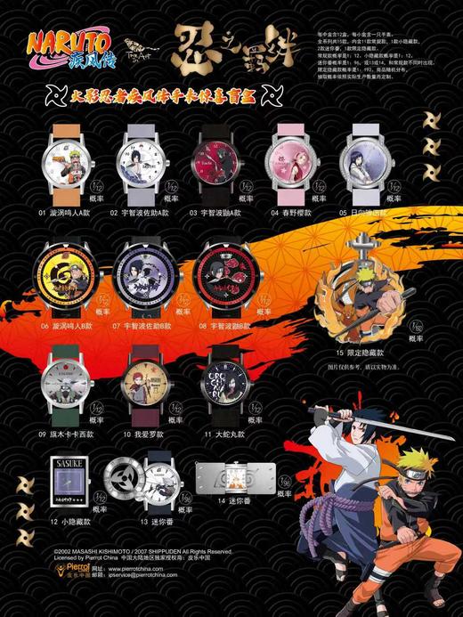 火影忍者疾风传 忍之羁绊 手表惊喜盒 全15种 12只/盒 盲盒 商品图0