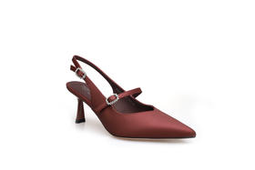豪麟名鞋迪嘉女鞋半凉鞋真丝牛皮革DJYYA61WB002酒红色