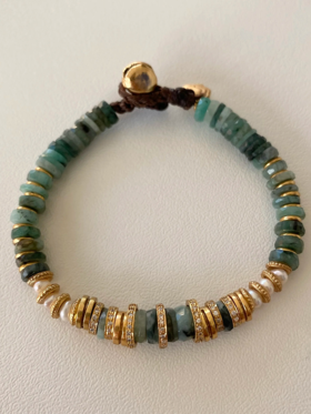 北京仓｜Bohemian Rhapsodie-CLIO-祖母绿 珍珠 锆石 手链［法国设计师］