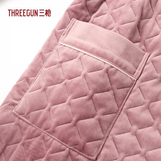 Threegun三枪 婴儿绒绗棉翻领开襟女家居睡袍-70448A011 商品图6