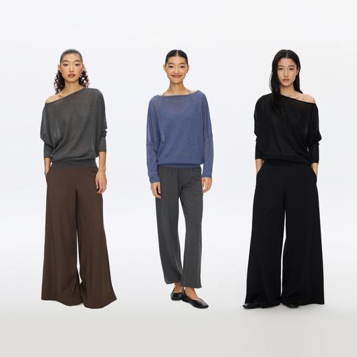 Oneup亚麻一字领蝙蝠袖长袖 商品图4